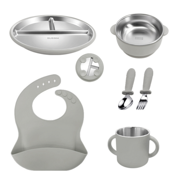 6 in 1 Stainless steel silicone feeding sets - 图片 4