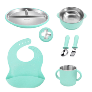 6 in 1 Stainless steel silicone feeding sets