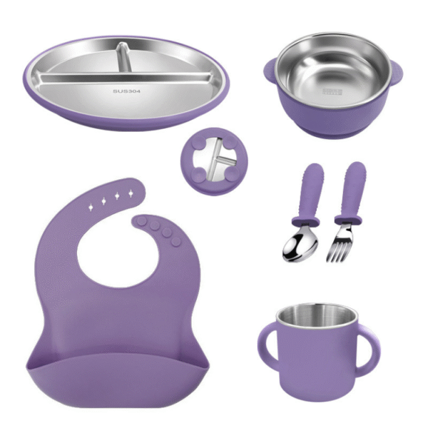 6 in 1 Stainless steel silicone feeding sets - 图片 2